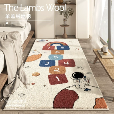 Children's Room Cartoon Master Bedside Carpet Long Strip Baby Anti-fall Thickened Bedroom Bedside Carpet Balcony Bay Window Mat