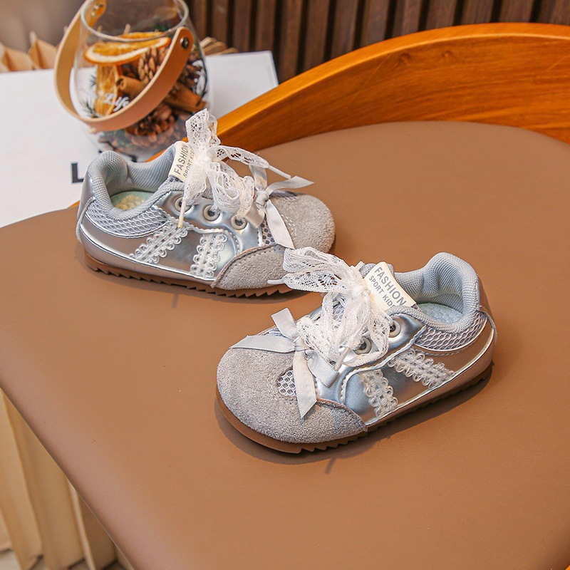 Girls' Princess Style Lace Bow Sneakers Breathable Casual Shoes Hollowed out Summer New Arrival 2026 Sweet Lace_voghion.com