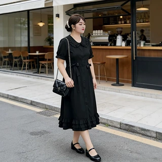 130-320斤加大码女装法式连衣裙2025夏季新款微胖妹妹休闲小黑裙