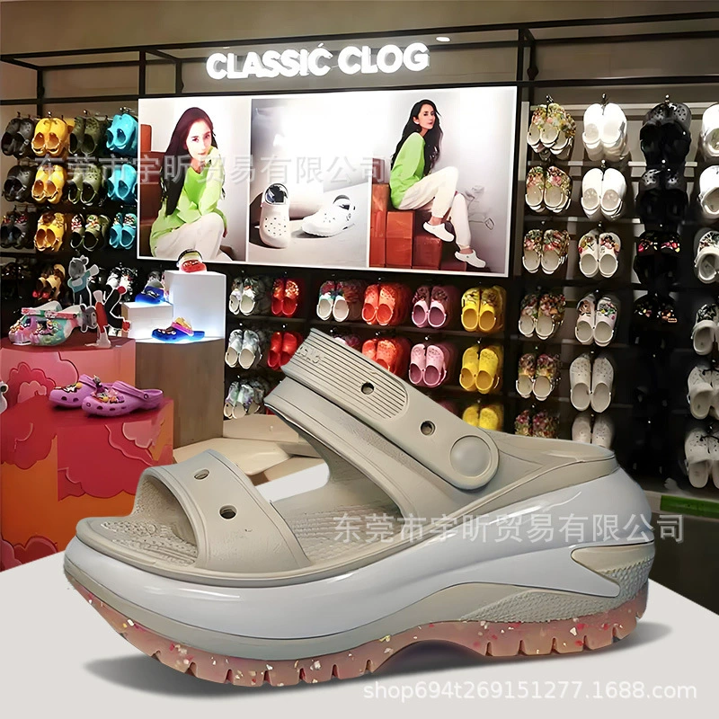 Cross световое колесо с двумя полосами пещерные туфли женская новая летняя толстая подошва увеличила дамы на открытом воздухе сандалии повседневная тенденция