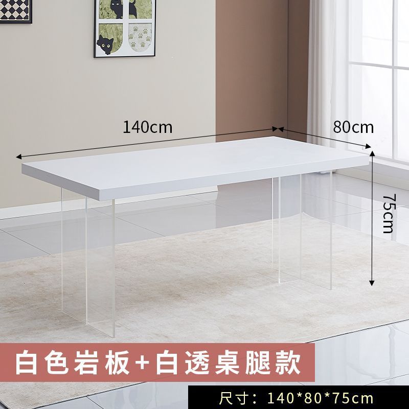 순백색 슬레이트 + 투명 아크릴 테이블 다리 [하부 걸이 버전]