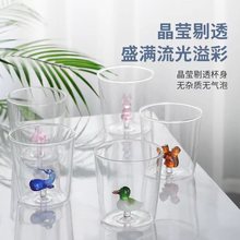 玻璃杯立体卡通造型无把手可爱简约家用单层果汁冷饮高硼硅玻璃杯