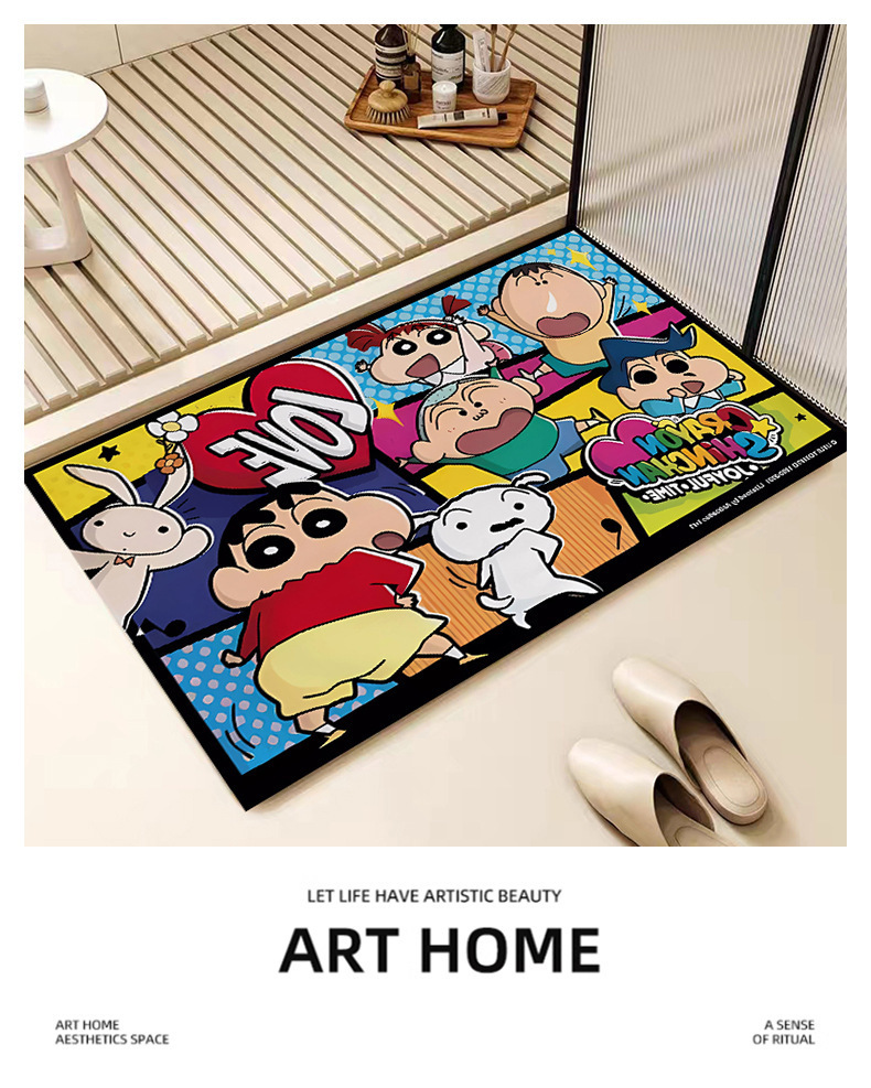 Cartoon Crayon Shin-Chan Diatomaceous Earth Floor Mat, Bathroom Water-Absorbent Non-Slip Foot Mat, Dirt-Resistant and Wear-Resistant Floor Mat, Entrance Door Mat