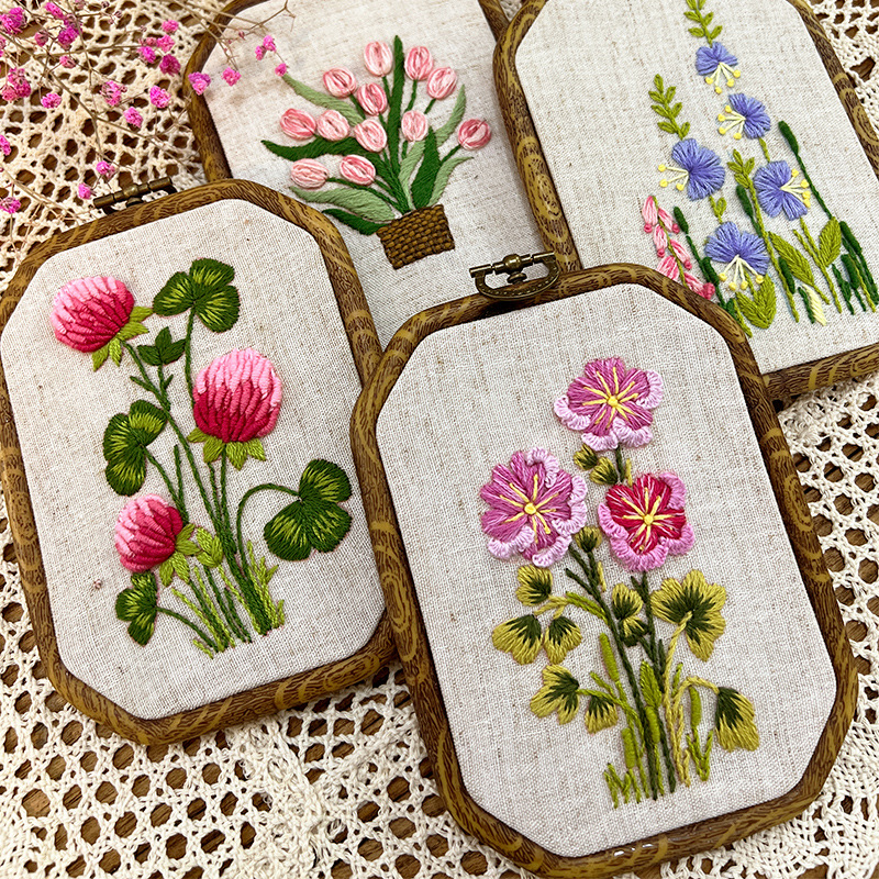 Flor y hierba bordado DIY paquete material hecho a mano decorativo colgante pintura Lu bordado punto de cruz tela Europea lirio colgando pintura