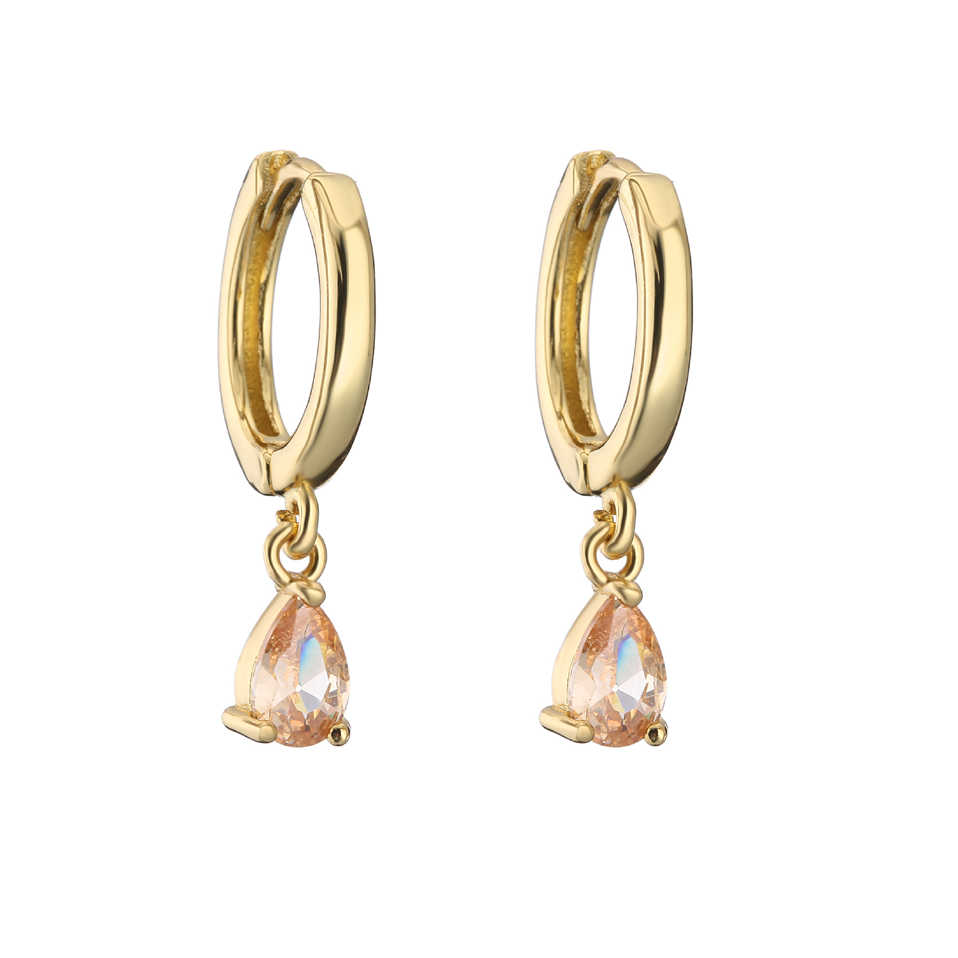 Multicolor Micro-inlaid Zircon Drop-shaped Colored Diamond Earrings display picture 6