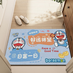 卡通入戶地墊絲圈玄關可裁剪防滑腳墊哆啦A夢大門口除塵耐磨地毯