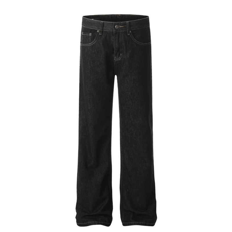 American Retro Style Unisex Trendy Washed Black High-End Street Fashion Design Men's Straight-Leg Flared Jeans American Retro Style Unisex Trendy Washed Black High-End Street Fashion Design Men's Straight-Leg Flared Jeans