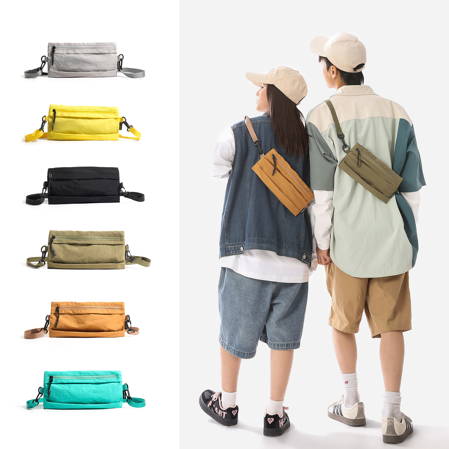 Japanese-Style New Simple Casual Mobile Phone Bag, Lightweight Travel Hiking Shoulder Bag, Outdoor Sports Couple Crossbody Chest Bag
