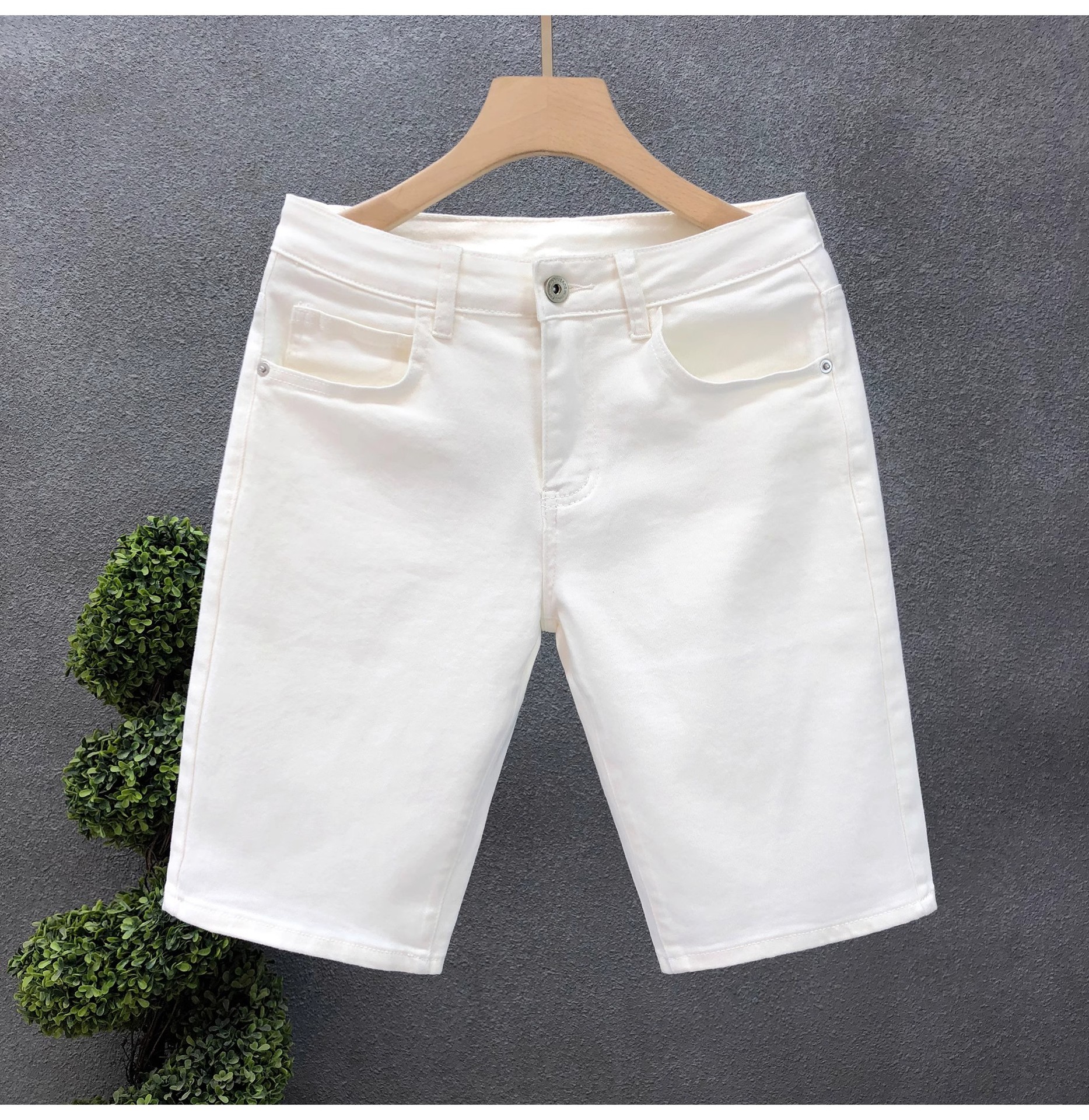 Schlanke Stretch Jeansshorts Für Herren In Blau Für Den Sommer_voghion.com