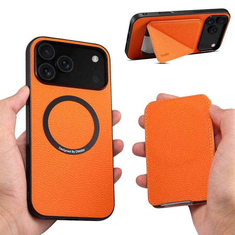 Suitable for Iphone17Pro Magnetic Two-In-One Mobile Phone Case S25Ultra Wireless Charging Magsafe Leather Case