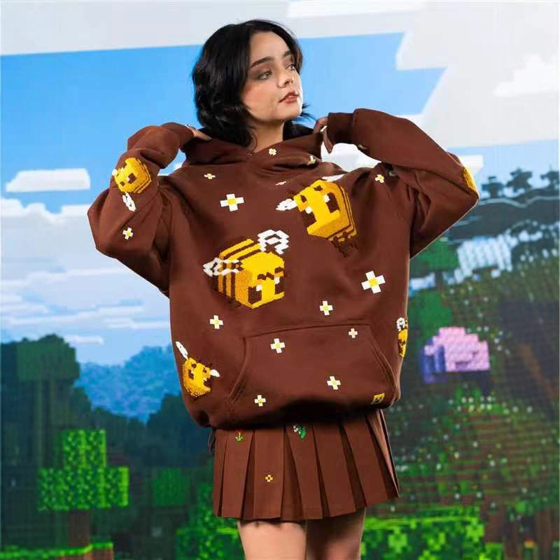 High Street Trendy Men's and Women's Printed Heavy-Duty Towel Embroidered Couple Sweatshirts