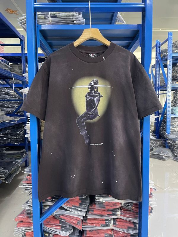 高品質 SAINT MICHAEL ICON ウォッシュ加工 オールド半袖 アメカジ レトロ プリント カップル Tシャツ 男女兼用|undefined