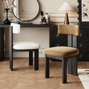 Solid Wood Dressing Stool Simple Dressing Table Backrest Stool Light Luxury Girl's Bedroom Antique Makeup Chair y ^ Its y ^