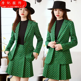 跨境外贸2024新款秋冬女长袖职业西服套裙正式套装面试销售工作服