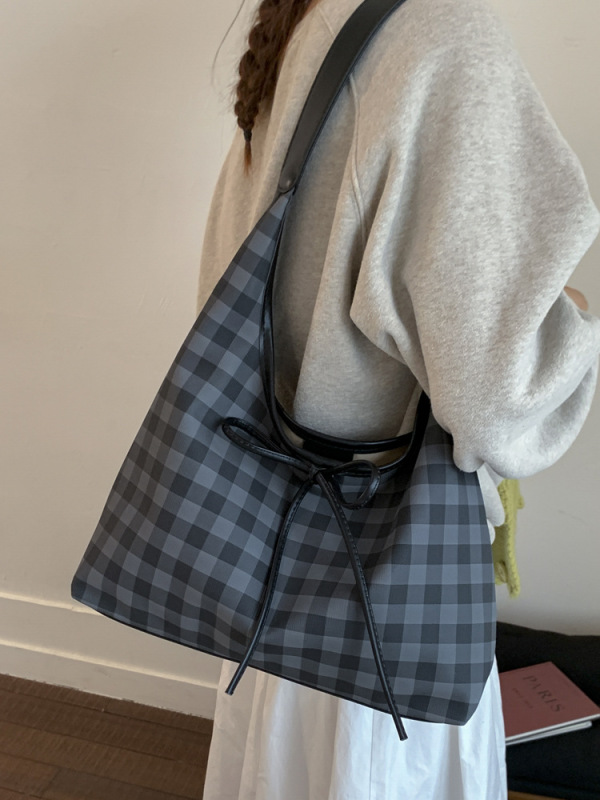 小众格子复古托特包包女2025新款百搭气质腋下包通勤时尚单肩大包|undefined