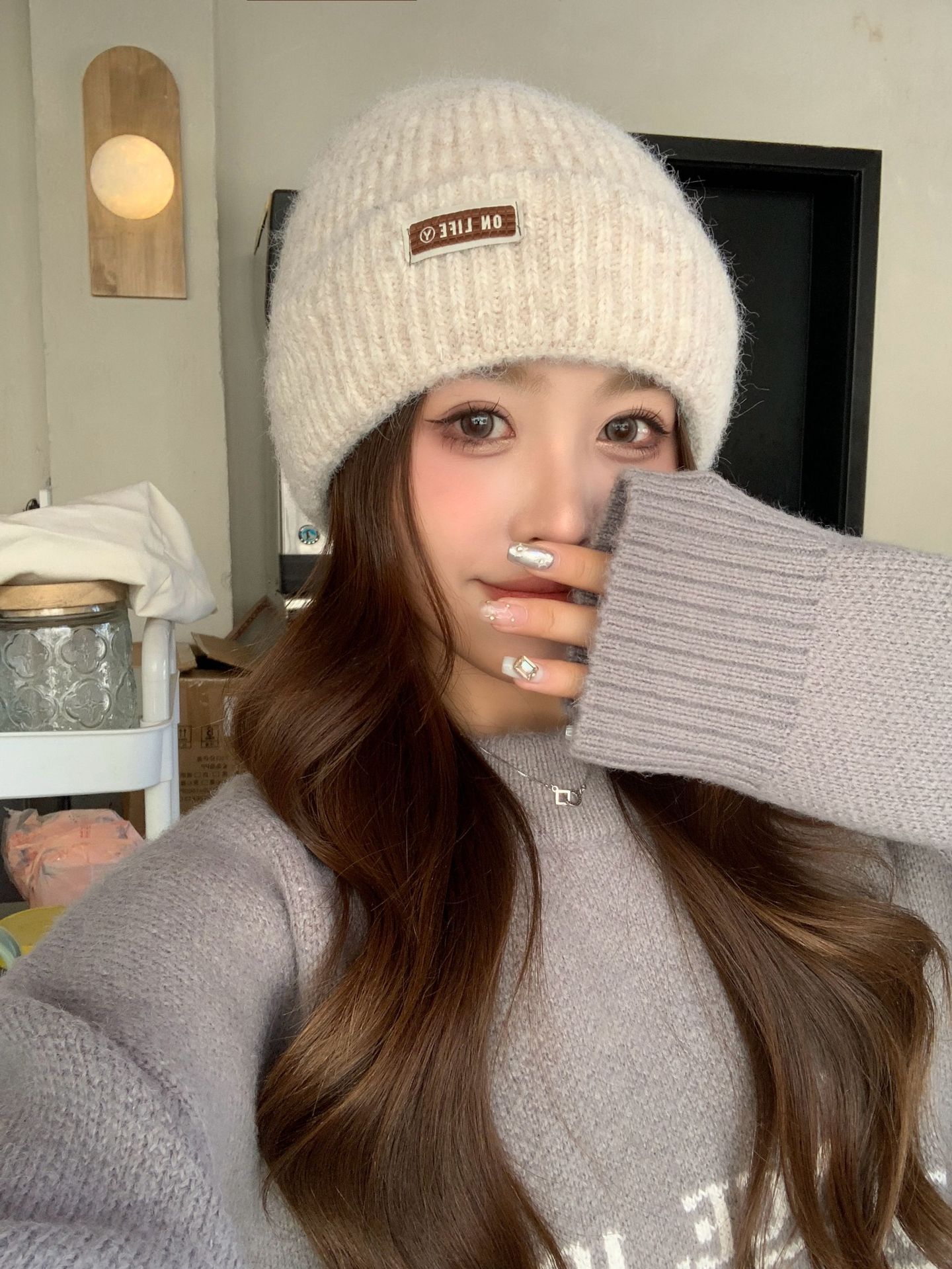 Solid Color Large Head Circumferece Face Slimmig Postpartum Autum Witer Fleece Lied Cold Thick Kitted Hat For_voghion.com