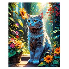 外贸批发花朵猫咪系列跨境外贸diy数字油画手工涂色减压挂画装饰