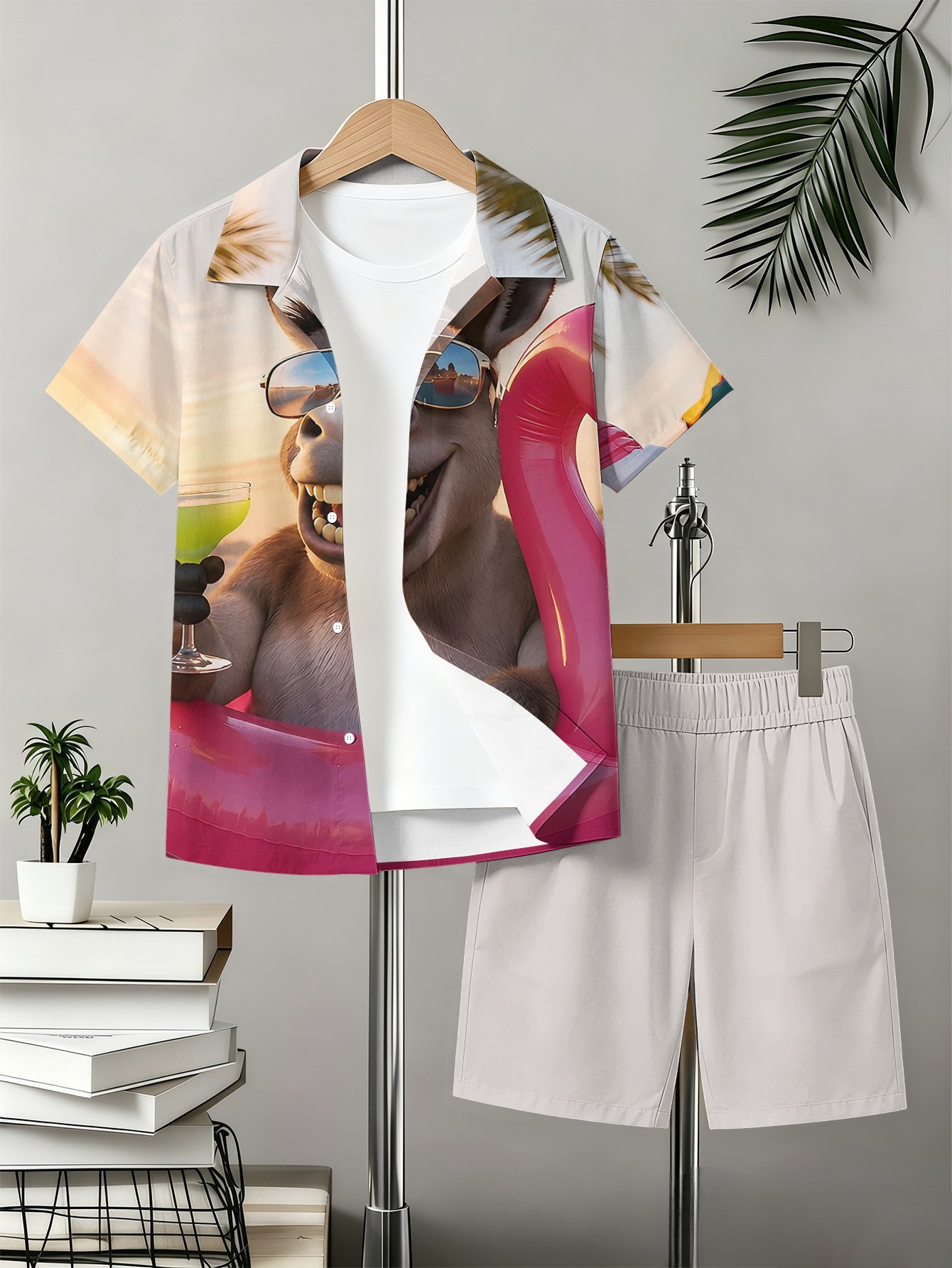 Boys Patterned 3d Printed Shirt And Shorts Summer Set_voghion.com