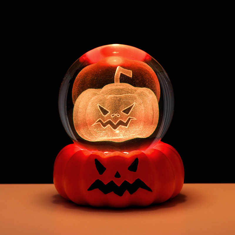 クロスボーダーハロウィンゴースト3Dクリスタルボールナイトライト発光ベースクリエイティブデスクトップ装飾オーナメントホリデーギフト|undefined