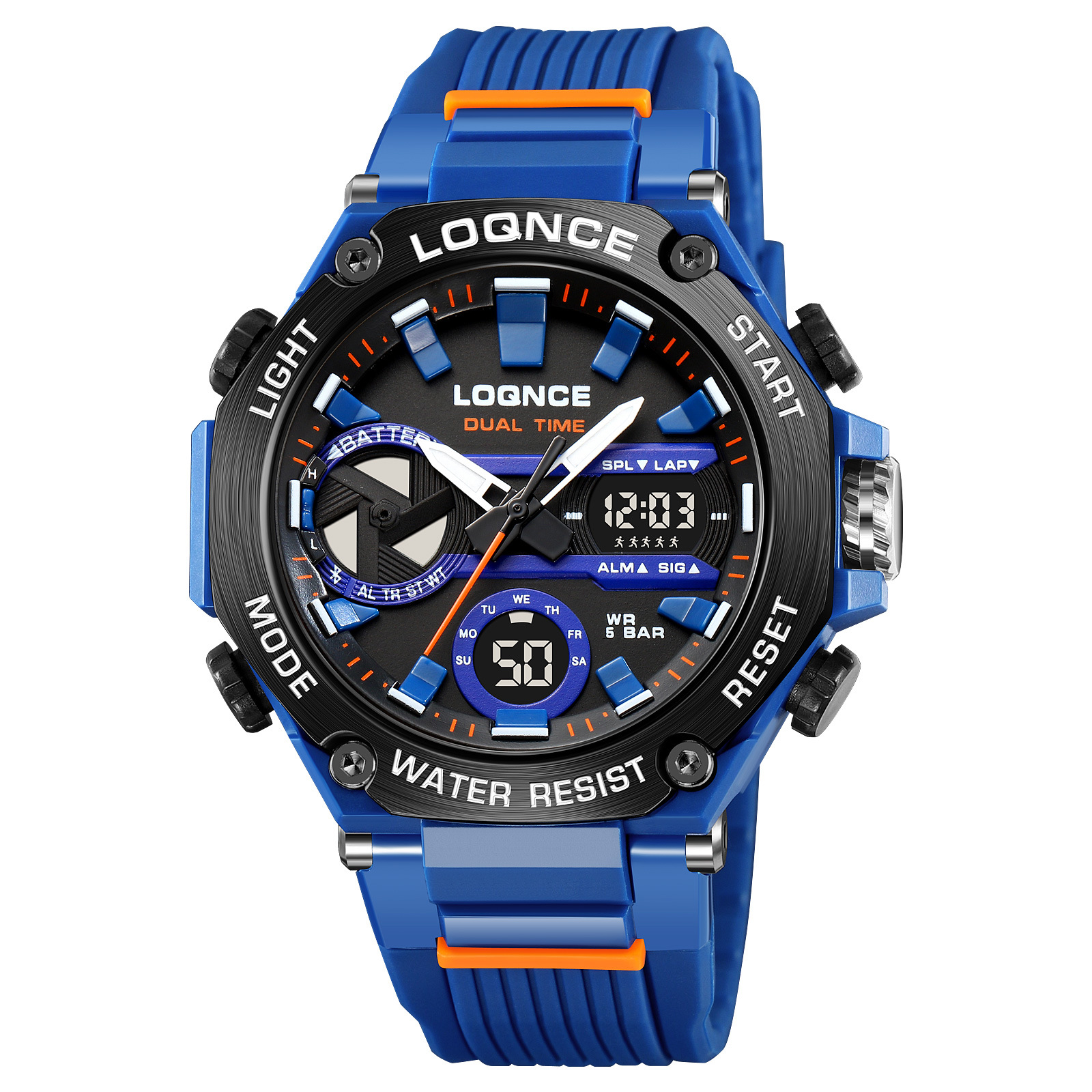 LOQNCE deportes colorido luminoso reloj electrónico impermeable reloj de estudiante multifuncional fresco octogonal Shell Cross-Border Watch