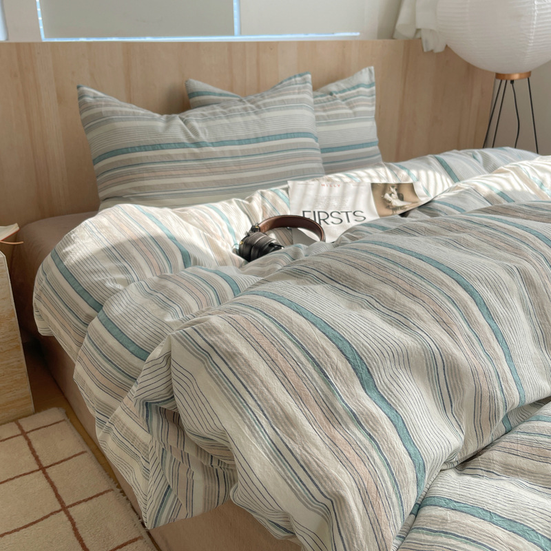 Cama de lavado de algodón de clase A, cuatro piezas de sábanas de algodón de lavado, colchón de cama, dormitorio de estudiantes, tres piezas de cuatro temporadas