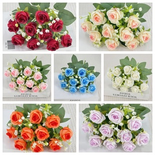 Simulated flowers full of stars Diamond roses small bunch of silk flowers fake flowers arrangement wedding home decoration ornaments wholesale