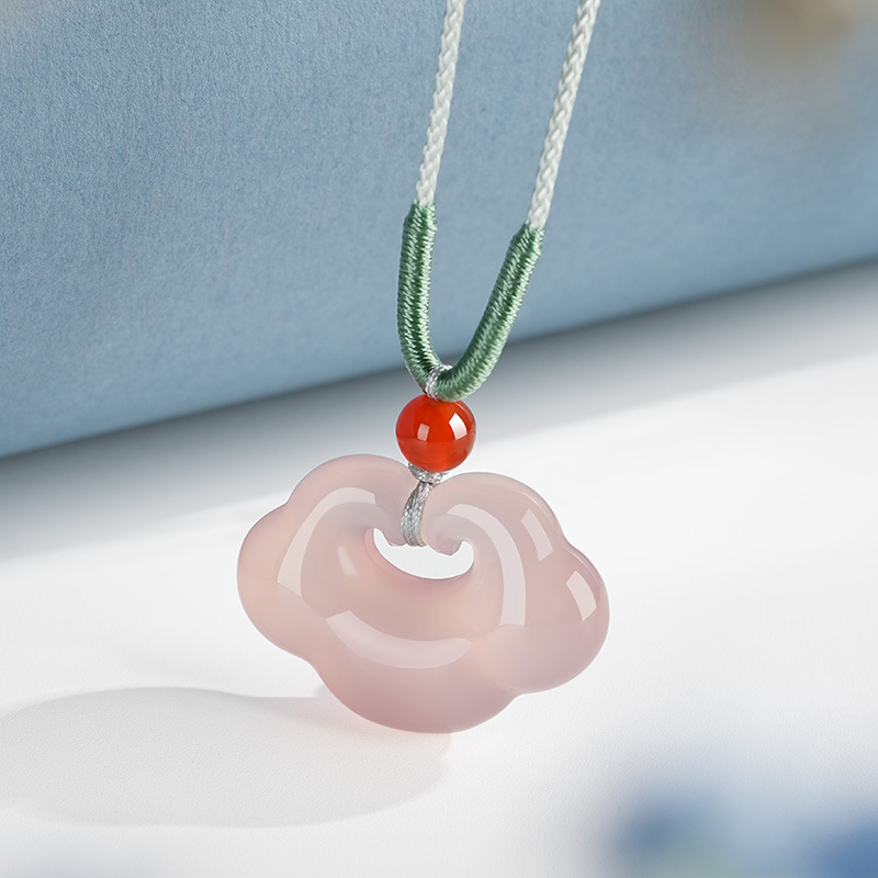 (2개) 천연 칼세도니 길조운 잠금 마노 루이 잠금 펜던트 옥 루이 펜던트 길조운 잠금 옥 펜던트 여성 선물