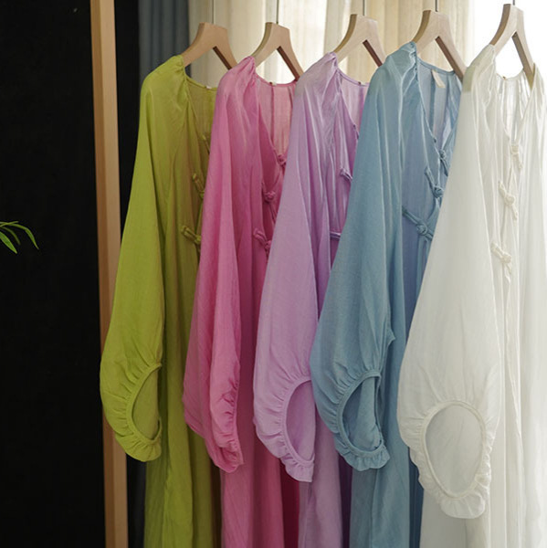 2025 Summer New Pleated Ramie Multicolor V-neck Long Sleeve dress Slimming Elegant Fashion Dress 429