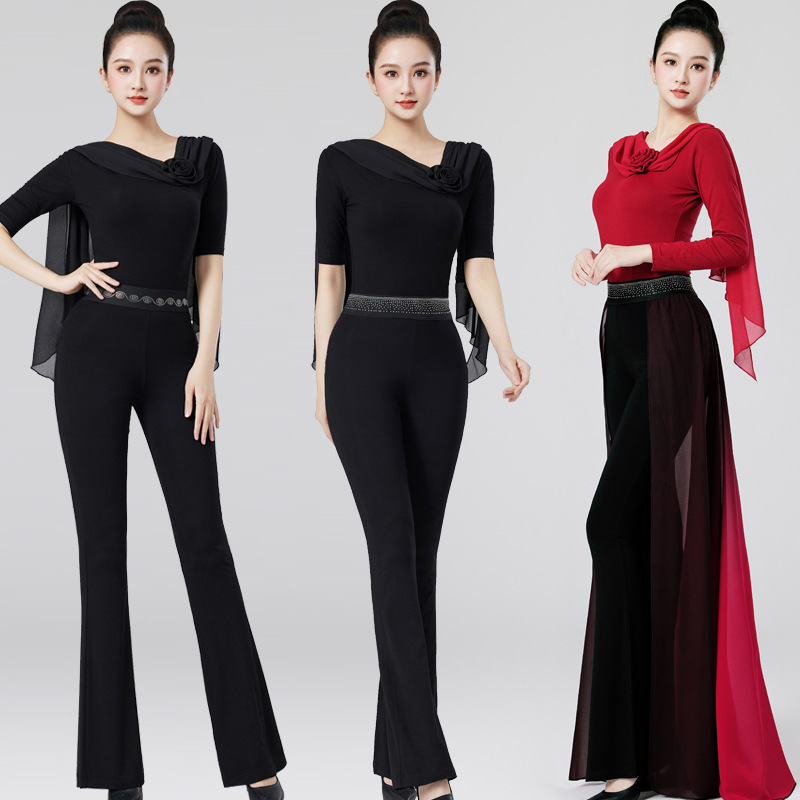 Body training clothing female dance model catwalk training clothing suit high waist flared pants temperament etiquette tutorial clothing