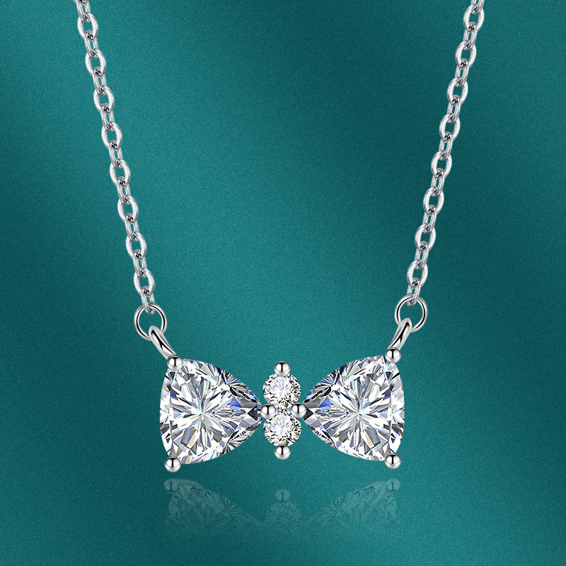 Fashion Bow Knot Copper Plating Zircon Pendant Necklace 1 Piece