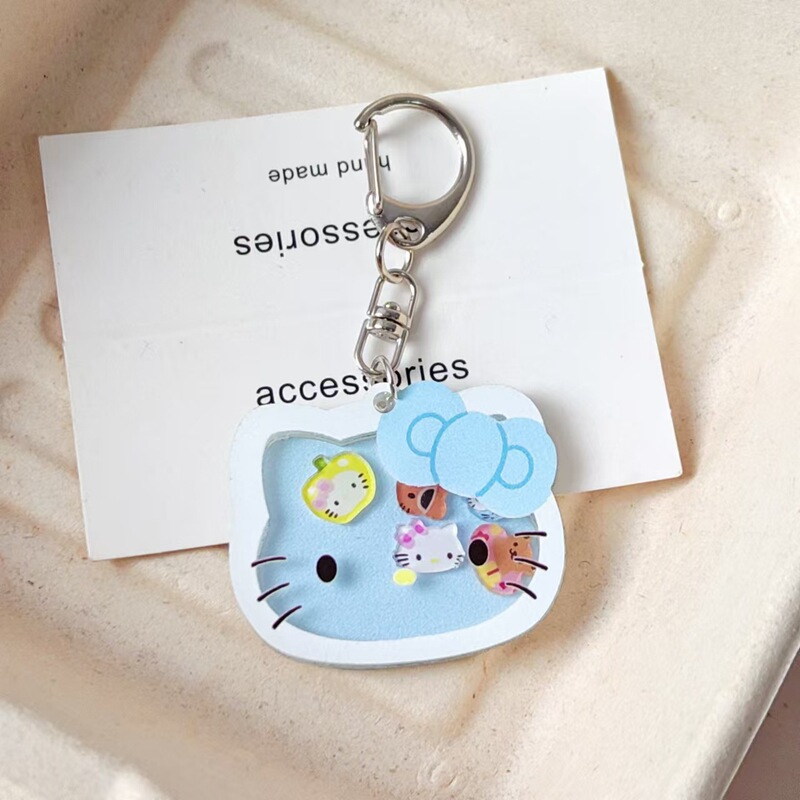 Cute Girl Cartoon Hello Kitty Keychain Sweet Kitty Cat Bag Acrylic Pendant Accessory for Women Trendy