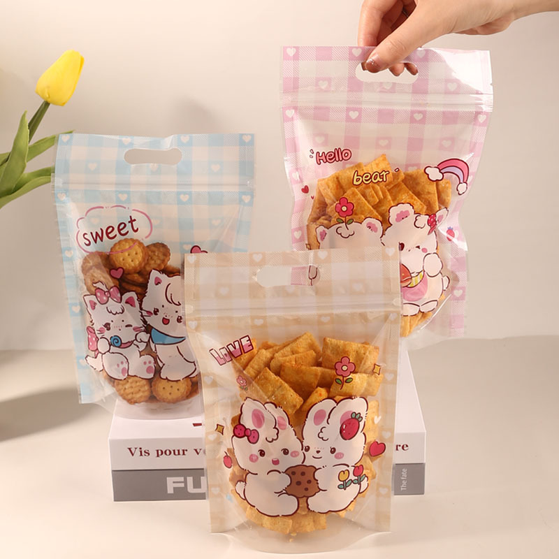 New stylish cartoon-themed snack bags&mdash;snowflake-shaped cookies, baked goods, self-sealing stand-up pouches, and candy/gift packaging