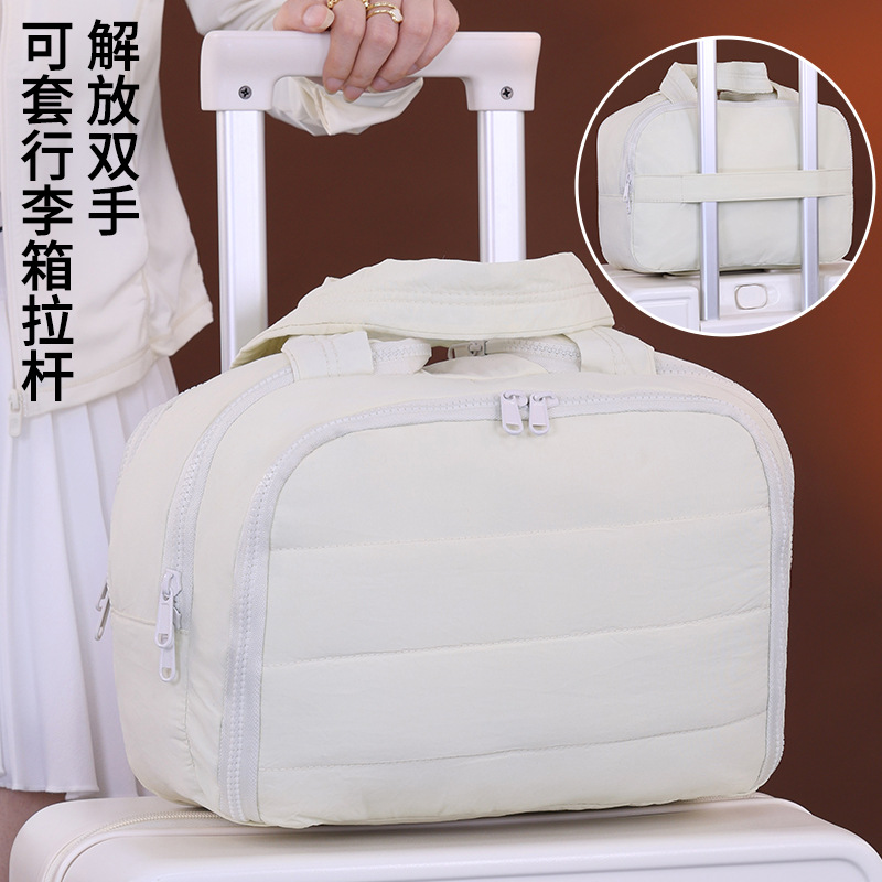 Doble cremallera de cuatro aberciones se puede cubrir con una caja con ruedas, bolsa de cosméticos grande, bolsa de almacenamiento de zona, bolsa de almacenamiento de pinceles de cosméticos, bolsa de lavado