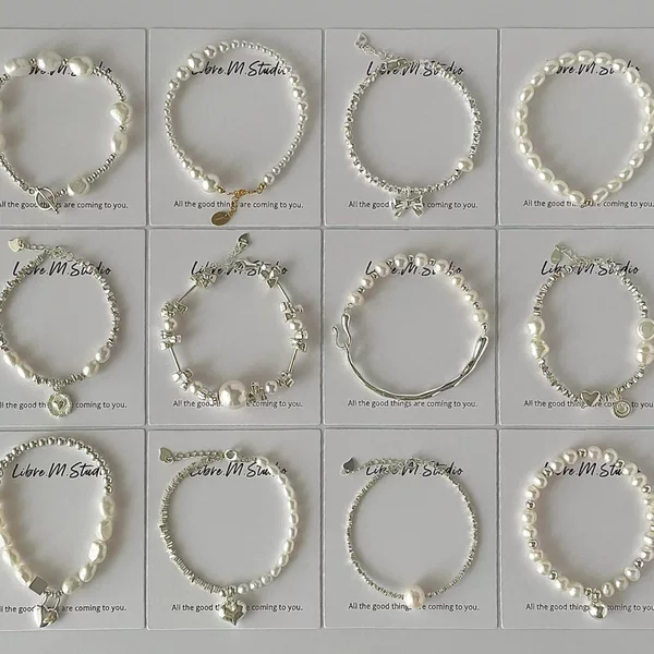 Natural Asymmetrical Pearl S925 Sterling Silver Bracelet for Women Beaded Broken Silver Cold Style Niche Elegant Versatile Jewelry