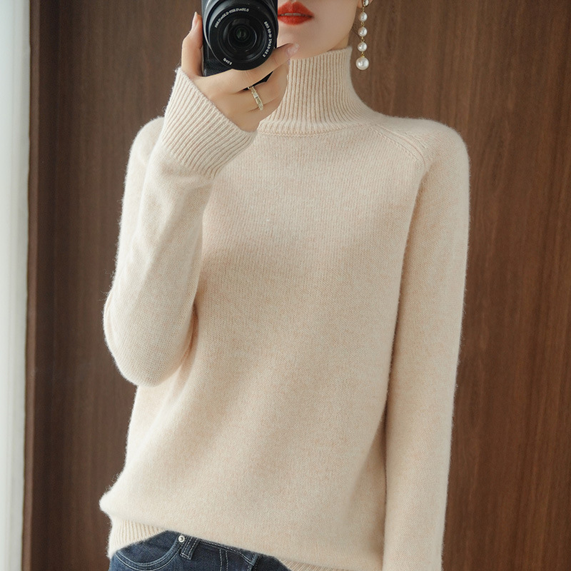 Cross-border 2026 Autumn/Winter New High Collar Knit Sweater for Women, Thickened Raglan Long Sleeve Loose Pullover Sweater
