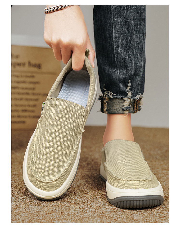 Men's shoes breathable old Beijing cloth shoes casual men's canvas shoes lazy one pedal soft-soled work shoes_voghion.com