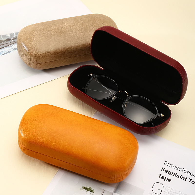 厂家批发大号眼镜盒简约创意复古抗压便携皮质收纳太阳镜盒可印字