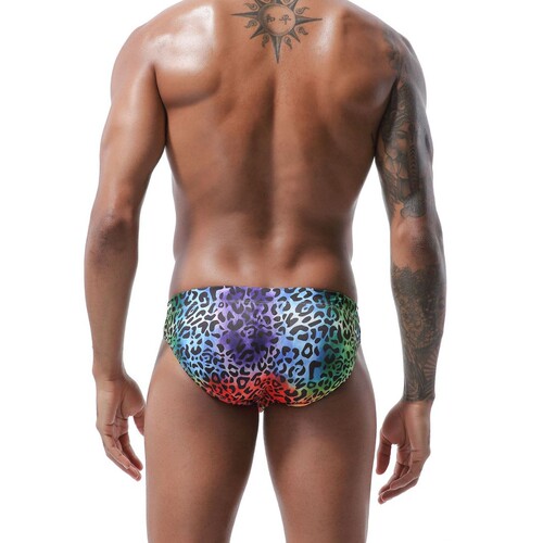 Swim Brief Men's Sexy Bikini with Flowers and Leopard Print Low-rise Triangle