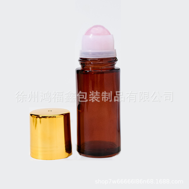 Frasco Roll-On de Vidrio Ámbar 30 ml / 50 ml con Esfera de Cristal