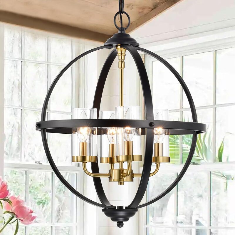 American Iron Foldableing Ring Supply Retro Industrial Style Personalized Creative Scandinavian Stylish Globe Restaurant Chandelier