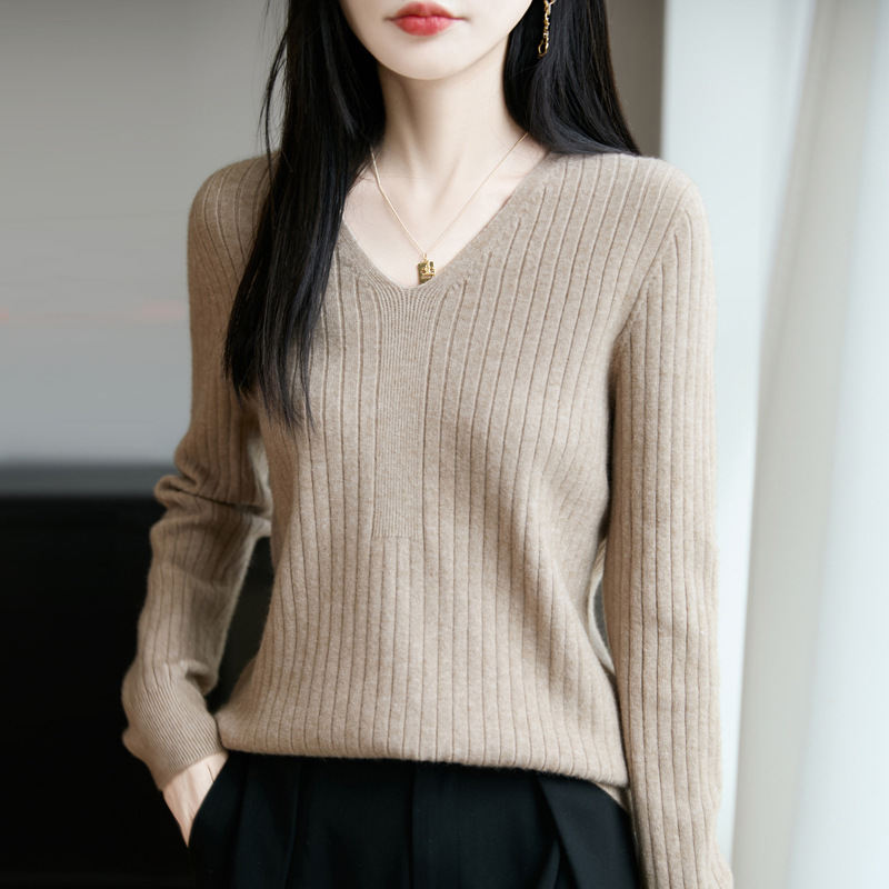 针织衫新款通勤v领上衣毛衣秋冬时尚针织|undefined