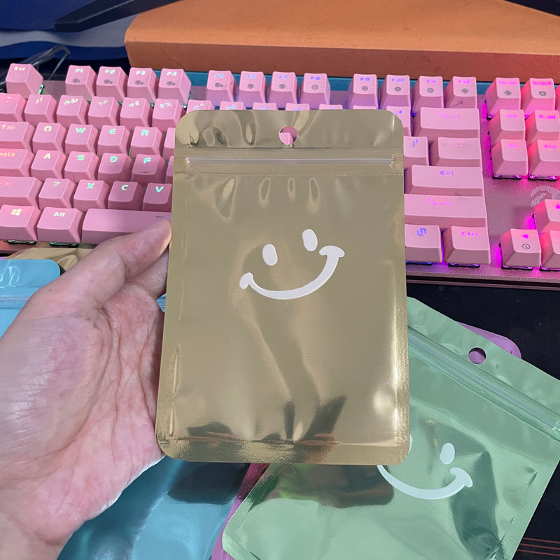 かわいい漫画のジップロックバッグ、スマイリーフェイスパターン、印刷された包装袋、アルミホイルバッグ、ジュエリーネックレスシールバッグ|undefined
