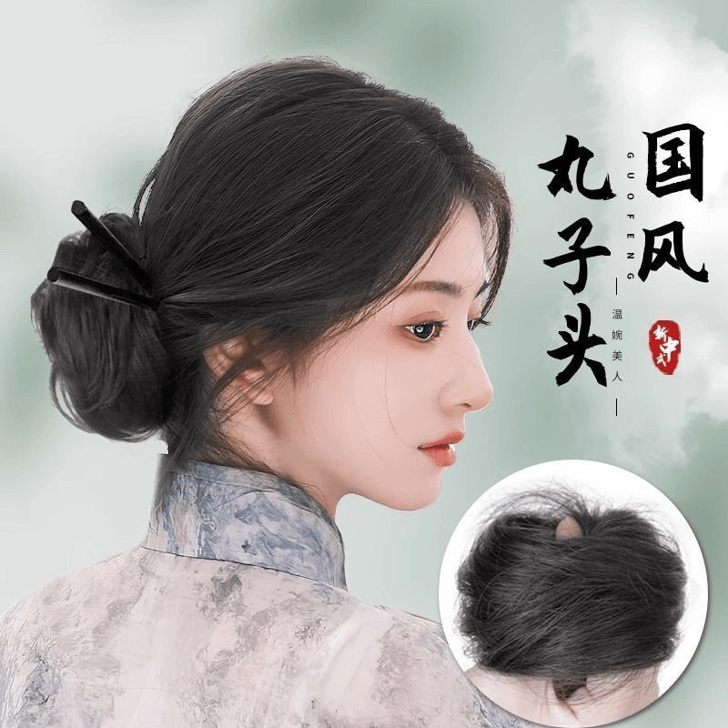 Nuevo estilo chino estilo nacional bola cabeza de simulación de estilo antiguo anillo de cabello flojo brotes de flores naturales bola cabeza de cabello bolsa de peluca