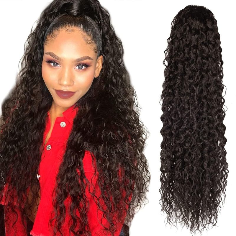 European and American African-Style Small Curly Drawstring Ponytail Wig for Women, Lazy Curly High Ponytail, Foreign Trade Fake Braids, Long Curly Hair European and American African-Style Small Curly Drawstring Ponytail Wig for Women, Lazy Curly High Ponytail, Foreign Trade Fake Braids, Long Curly Hair