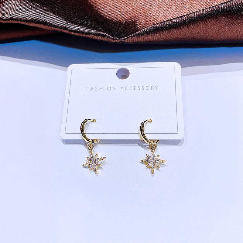 Womenu0027S Fashion Star Copper Earrings Inlaid zircon Zircon Drop Earrings