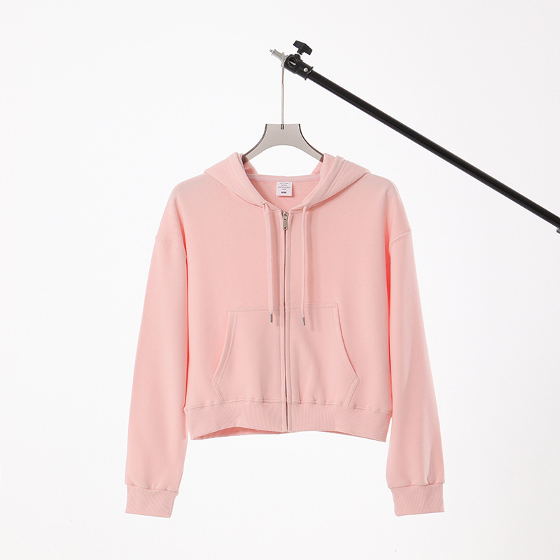 Women's Spring and Autumn New Style Zip-Up Jacket, Large Looped Fabric Solid Color Cardigan Sweatshirt, Wholesale with Logo Printing Women's Spring and Autumn New Style Zip-Up Jacket, Large Looped Fabric Solid Color Cardigan Sweatshirt, Wholesale with Logo Printing