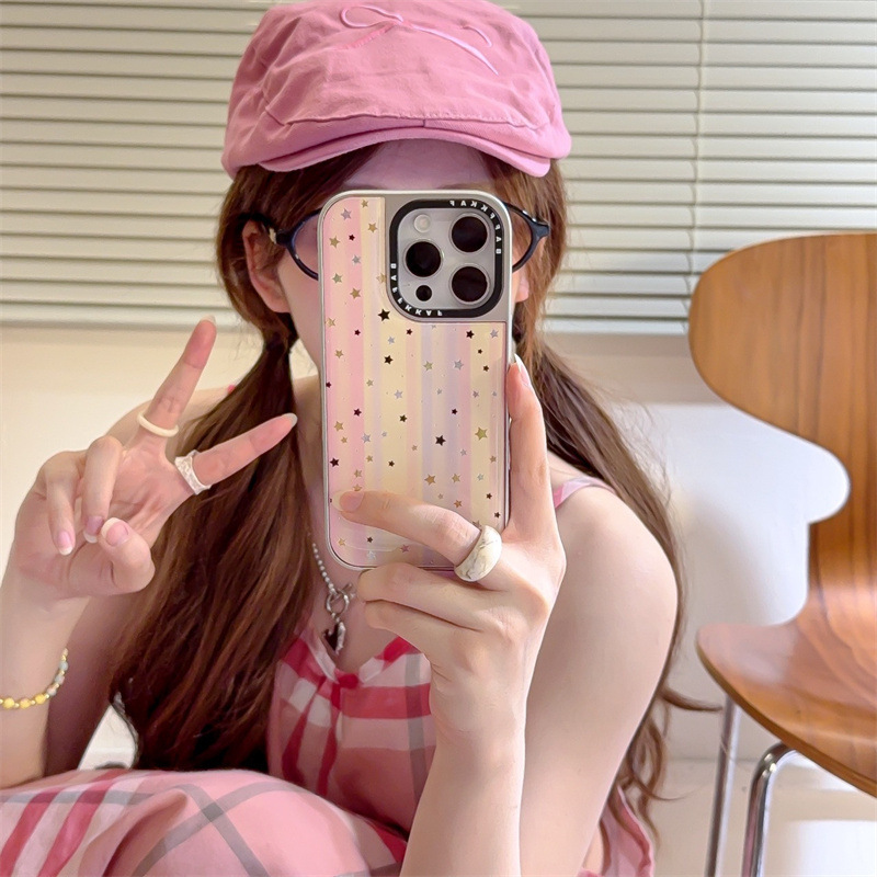 韩系ins风条纹星星适用iPhone16苹果15ProMax/14手机壳13新款小众|undefined