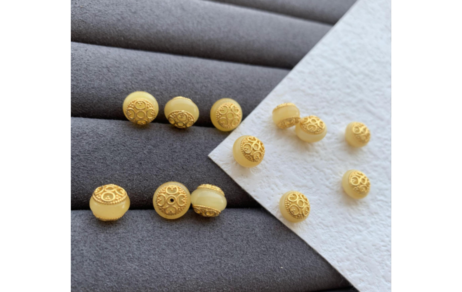 New natural beeswax Amber spacer beads accessories s925 silver diy accessories bracelet necklace ancient gold hollow spacer beads