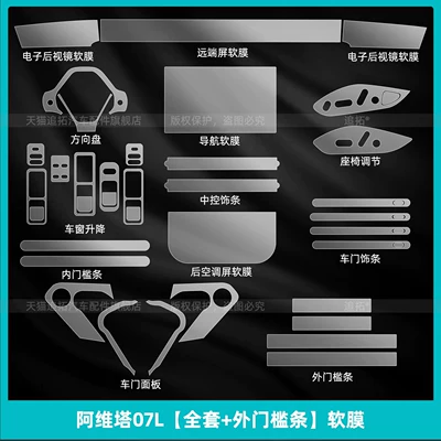 film, modification accessories, Car interior film - avita-07l-full-set-exterior-door-sill-strips-soft-film