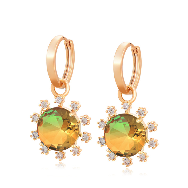 Joyería de Xuling pendientes de girasol de moda europea y americana elegante largo artificial colorido tesoro pendientes en línea celebridad pendientes personalizados para las mujeres